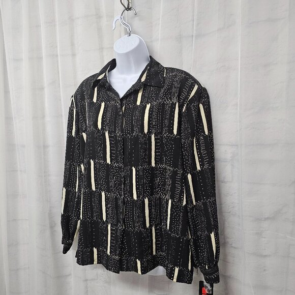 Alia Blouse Black Cream Button Down Polka Dot Patchwork Office 20WP Deadstock - Picture 6 of 14